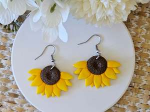 Florals: Sunflower Half Earrings