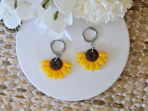 Florals: Sunflower Half Mini Hoop Earrings