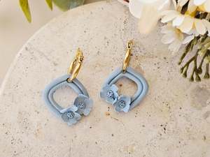 Daily Colour Powder Blue Floral Hoops
