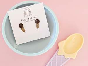 Ice Cream Cone Chocolate Drizzle Studs