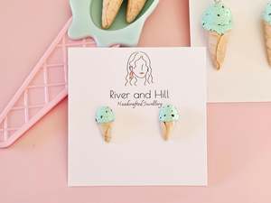 Studs: Ice Cream Cone Chocolate Mint Studs