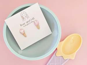 Studs: Ice Cream Cone Strawberry Swirl Studs