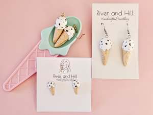 Hooks: Ice Cream Cone Cookies and Cream Earrings