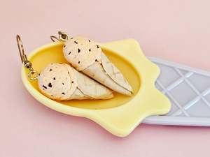 Ice Cream Cone Chocolate Orange Earrings