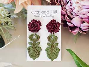 Stud Back: Leaf Insect & Carnation Earrings