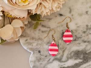 Striped Dainty Earrings Pink and Red