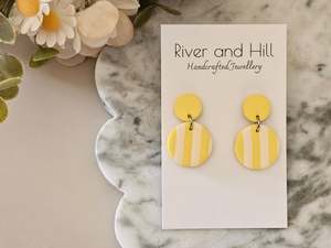 Stud Back: Striped Earrings Yellow