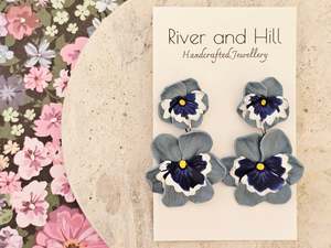 Pansy Statement Earrings Blue