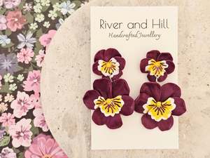 Pansy Statement Earrings Purple