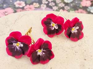 Pansy French Hook Pink Earrings