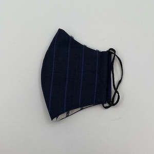 Masks: Face Mask - Navy Blue Stripe with Grey and White
