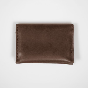 Leather Folded Card Wallet - Brown