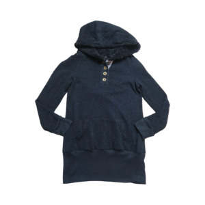 BLACK FUR LINED HOODIE - M