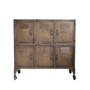 Industrial Locker Cabinet in Antiqued Brass Finish