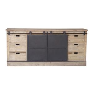 Furniture: Buffet With Metal Barn Sliding Doors