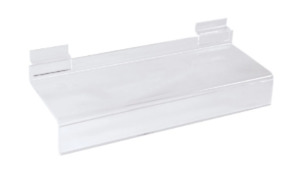 Slatpanel display shelf with label holder - acrylic - 250mmW x 100mmD