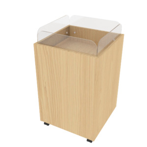 Floor Displays: RMS Square bulk display bin 800mmH w/castors & acrylic sides