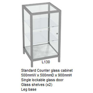 Showcases: RMS Glass counter display cabinet (L130)