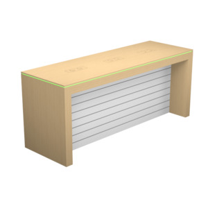 Display table with rgb led lighting_2400mm w/slatpanel back