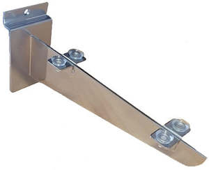 Slatpanel 200mm shelf bracket w/fixed tabs and rubber supports