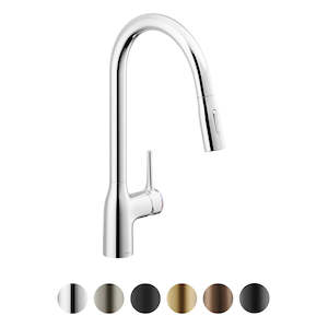MANIA GOOSE NECK KITCHEN MIXER WITH PULL OUT SPRAY