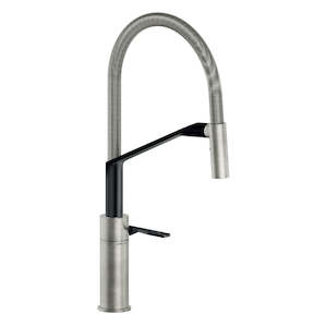 HERON KITCHEN MIXER WITH PULL OUT SPRAY BLACK VELVET/BRUSHED NICKEL