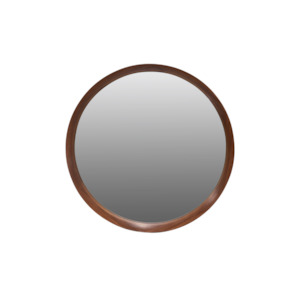 BEECH FRAME ROUND MIRROR SMALL 600X65X600MM DARK WOOD