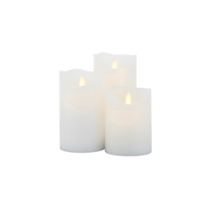 SIRIUS SARA CANDLES SET OF 3 75X75X105/125/150MM WHITE (x3 sets = x9 candles)