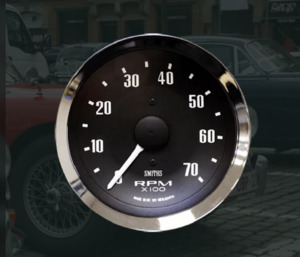 Smiths Classic: Tachometer Black Chrome 80mm 6/8Cyl 0-7000 rpm [SMITHS CLASSIC] [RVC1490-00CA]