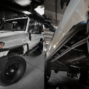 All: Rockarmor Steel Rock Slider Side Steps To Suit Toyota Landcruiser 76 Series 2007-2022