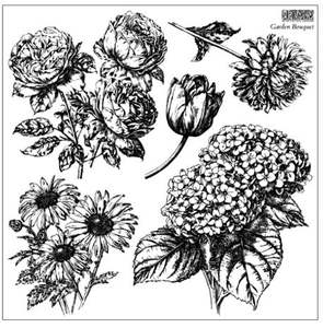 IOD Decor Stamp 30.5 x 30.5cm - Garden Bouquet (with Masks)