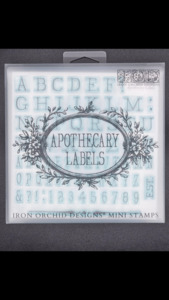 IOD Decor Stamp 15.5 x 15.5cm - Apothecary Labels (Mini Stamp - 4 sheets)