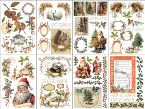 Iron Orchid Designs Transfers: IOD Decor Transfer Pad 20 x 30.5cm - Santa's Hollow (8 Sheets)