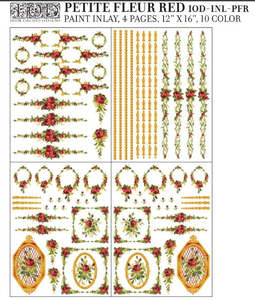 Iron Orchid Designs Paint Inlays: IOD Decor Paint Inlay - Petite Fleur Red (4 Sheets) ***Limited Edition***