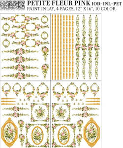 IOD Decor Paint Inlay - Petite Fleur Pink (4 Sheets)***Limited Edition***