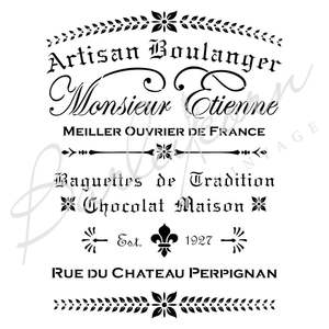 Stencils: Etienne Artisan Boulanger Stencil - Large Size