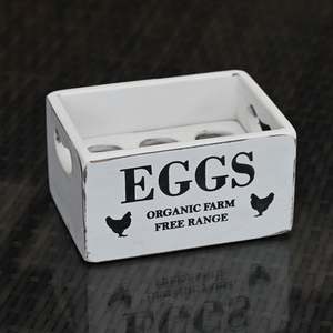 White Wooden Egg Box - 1/2 Dozen (with removable tray)
