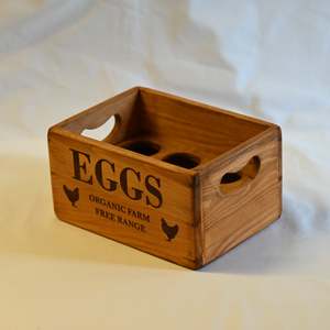 Home Decor And Gifts: Natural Wooden Egg Box - 1/2 Dozen (with removable tray)
