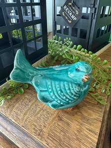 Gifts And Decor: Little Ceramic Bird - Teal