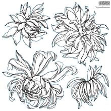 IOD Decor Stamp 30.5 x 30.5cm - Chrysanthemums (2 Sheets and masks) *RETIRED*