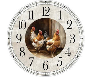 Large Decoupage Papers: Chicken Farm Clock Decoupage Paper
