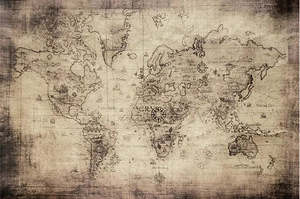 Vintage Map Decoupage Paper- A5 size