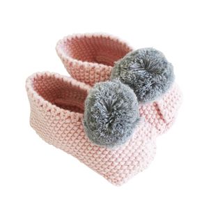 Baby Gifts: Pom Pom Slippers - Rosewater/Grey