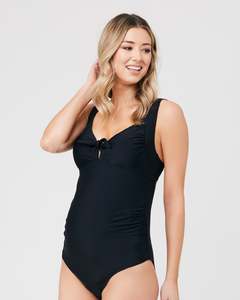 Swim Wear: Tie Front One Piece Black