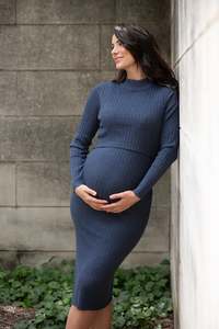 All: Nella Rib Nursing Knit Dress Denim Marle