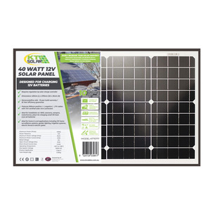 40 Watt, 12V Single Cell Mono-crystalline Solar Panel
