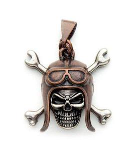 Pendant Zip Pull Skull & Cross Bone Biker