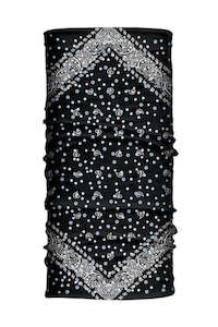 Womens Aceessories: Black Paisley with Gems Neck Tube