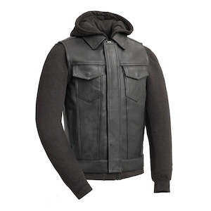 Sweatshirts Hoodies: Kent - Men'S Leather Vest With Hoodie
