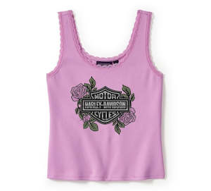 Harley-Davidson Ladies Rose & Thorn Bling Lace Trim Tank